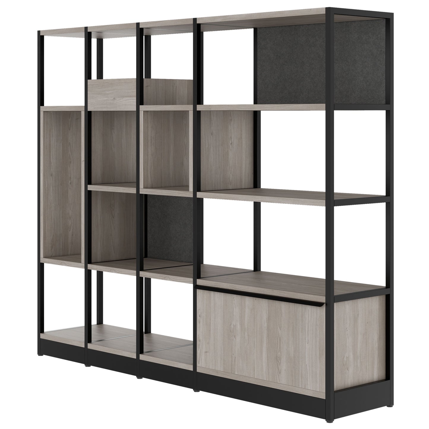 ATELLA Armoire d'étagère | 4 oh, 1960 x 1635 mm, North Oak Gray
