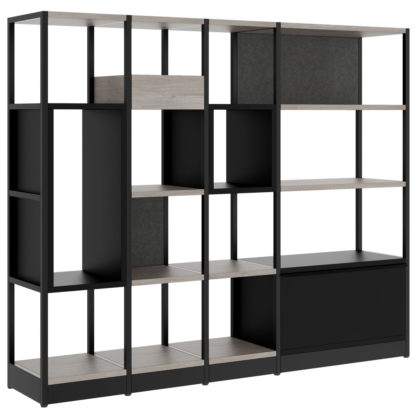 ATELLA Armoire d'étagère | 4 oh, 1960 x 1635 mm, North Oak Gray