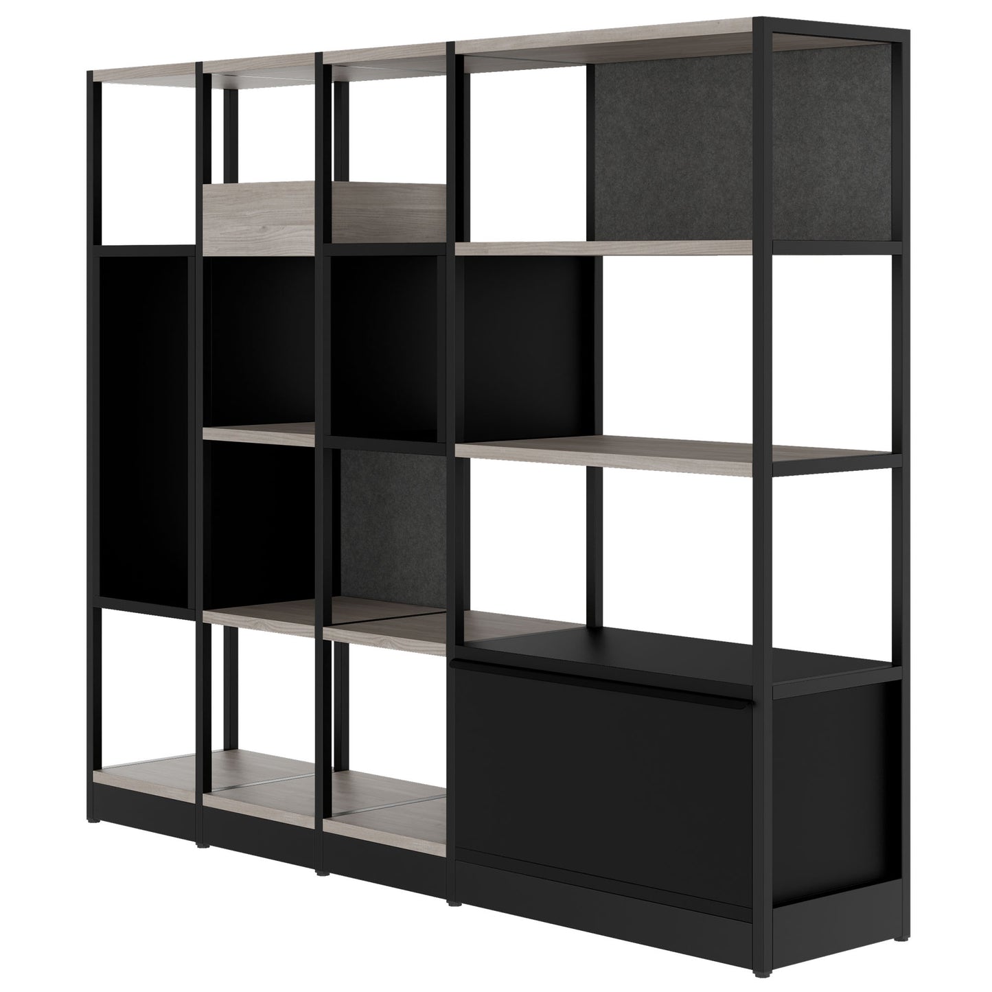 ATELLA Armoire d'étagère | 4 oh, 1960 x 1635 mm, North Oak Gray