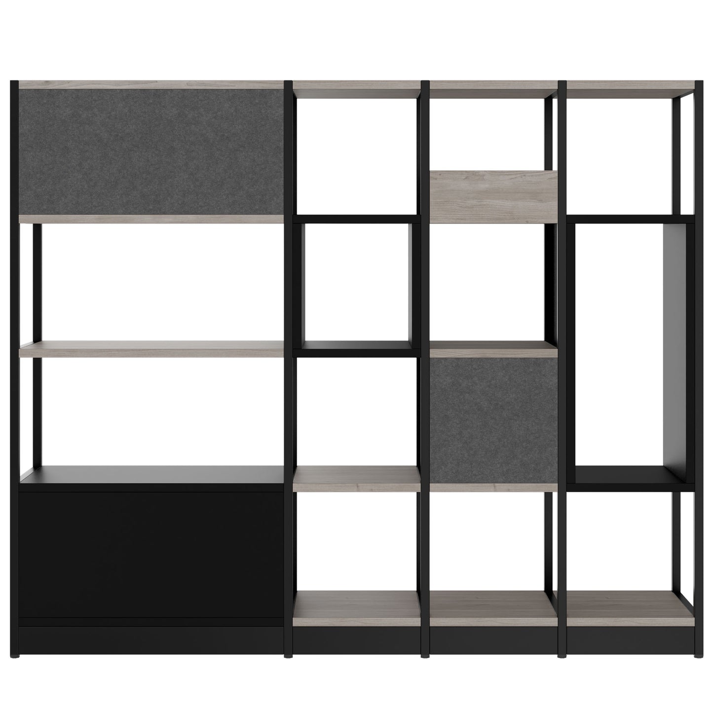 ATELLA Armoire d'étagère | 4 oh, 1960 x 1635 mm, North Oak Gray