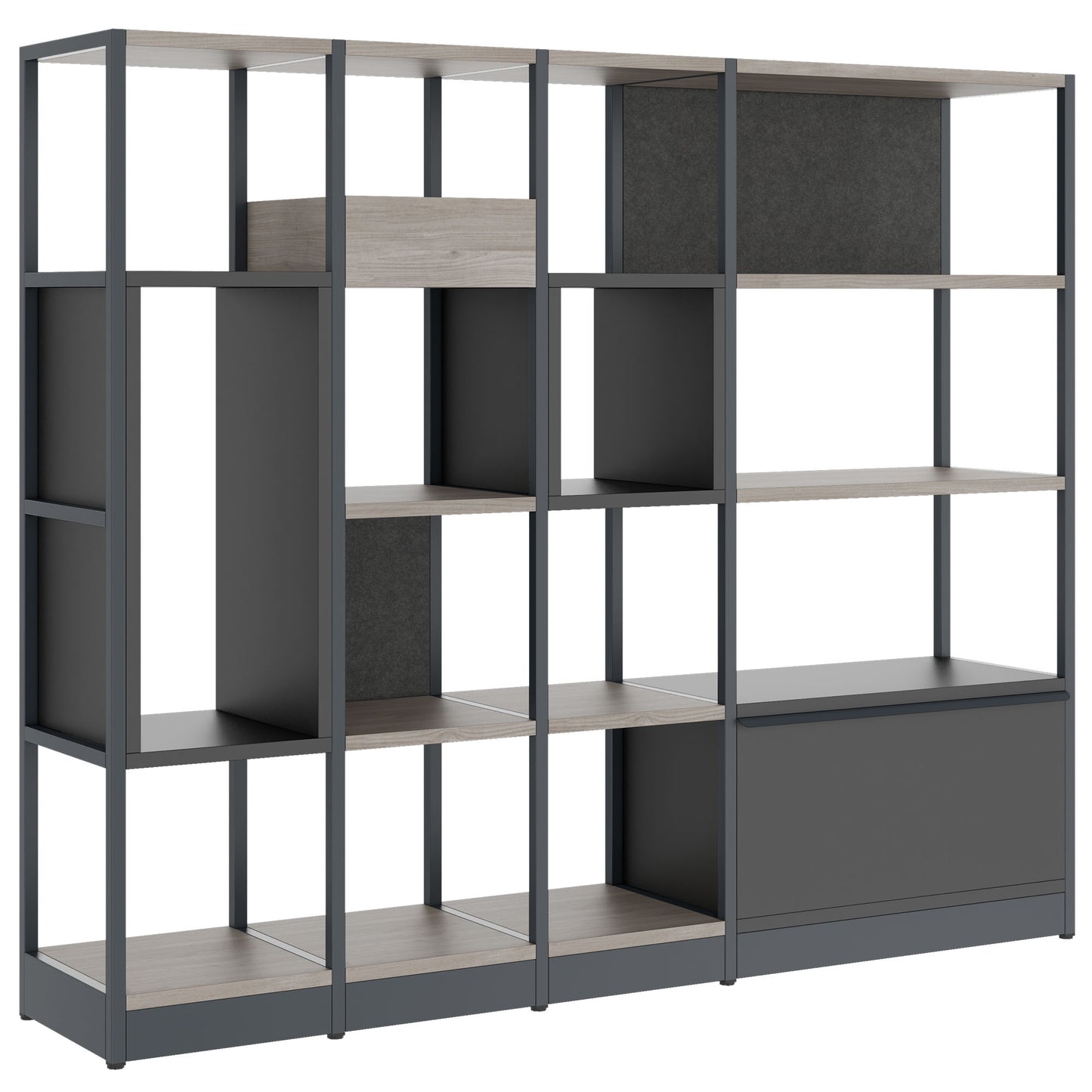 ATELLA Armoire d'étagère | 4 oh, 1960 x 1635 mm, North Oak Gray