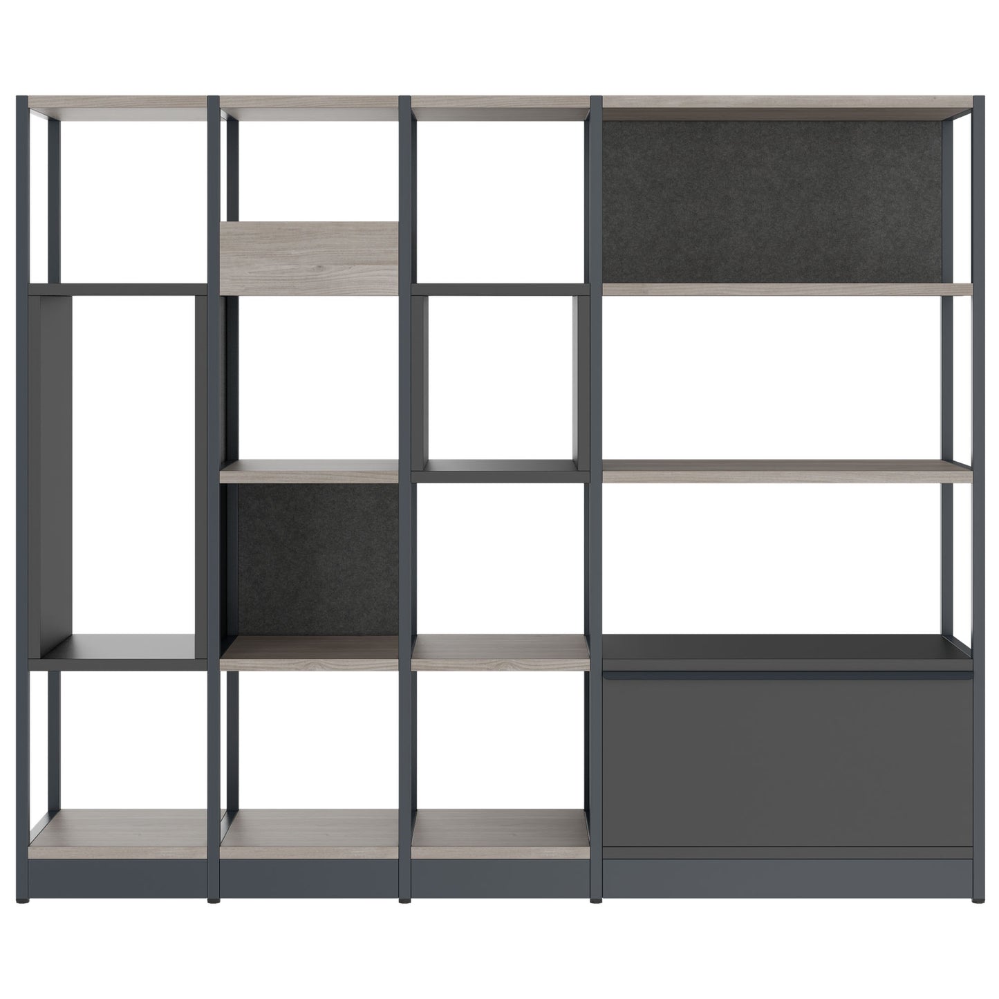 ATELLA Armoire d'étagère | 4 oh, 1960 x 1635 mm, North Oak Gray