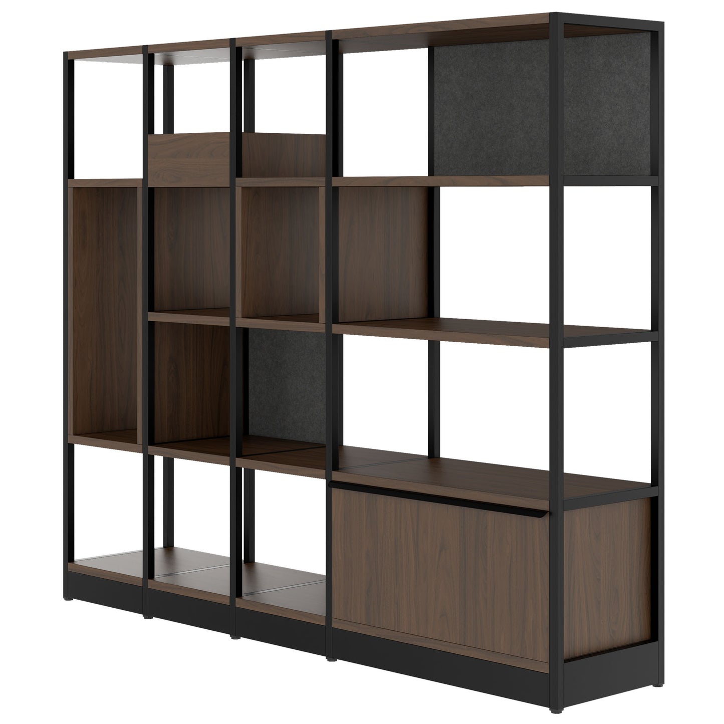 ATELLA Armoire d'étagère | 4 oh, 1960 x 1635 mm, noix