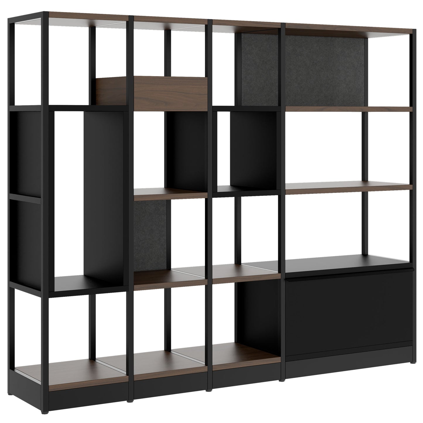 ATELLA Armoire d'étagère | 4 oh, 1960 x 1635 mm, noix