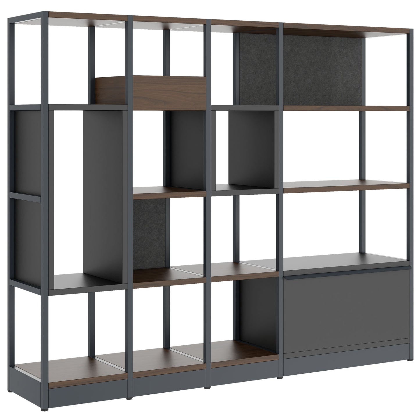 ATELLA Armoire d'étagère | 4 oh, 1960 x 1635 mm, noix