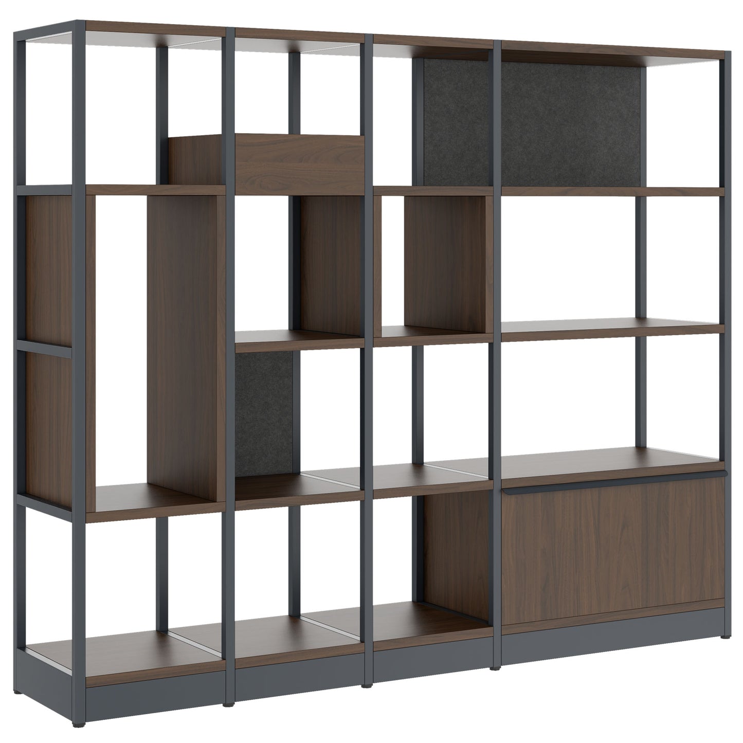 ATELLA Armoire d'étagère | 4 oh, 1960 x 1635 mm, noix