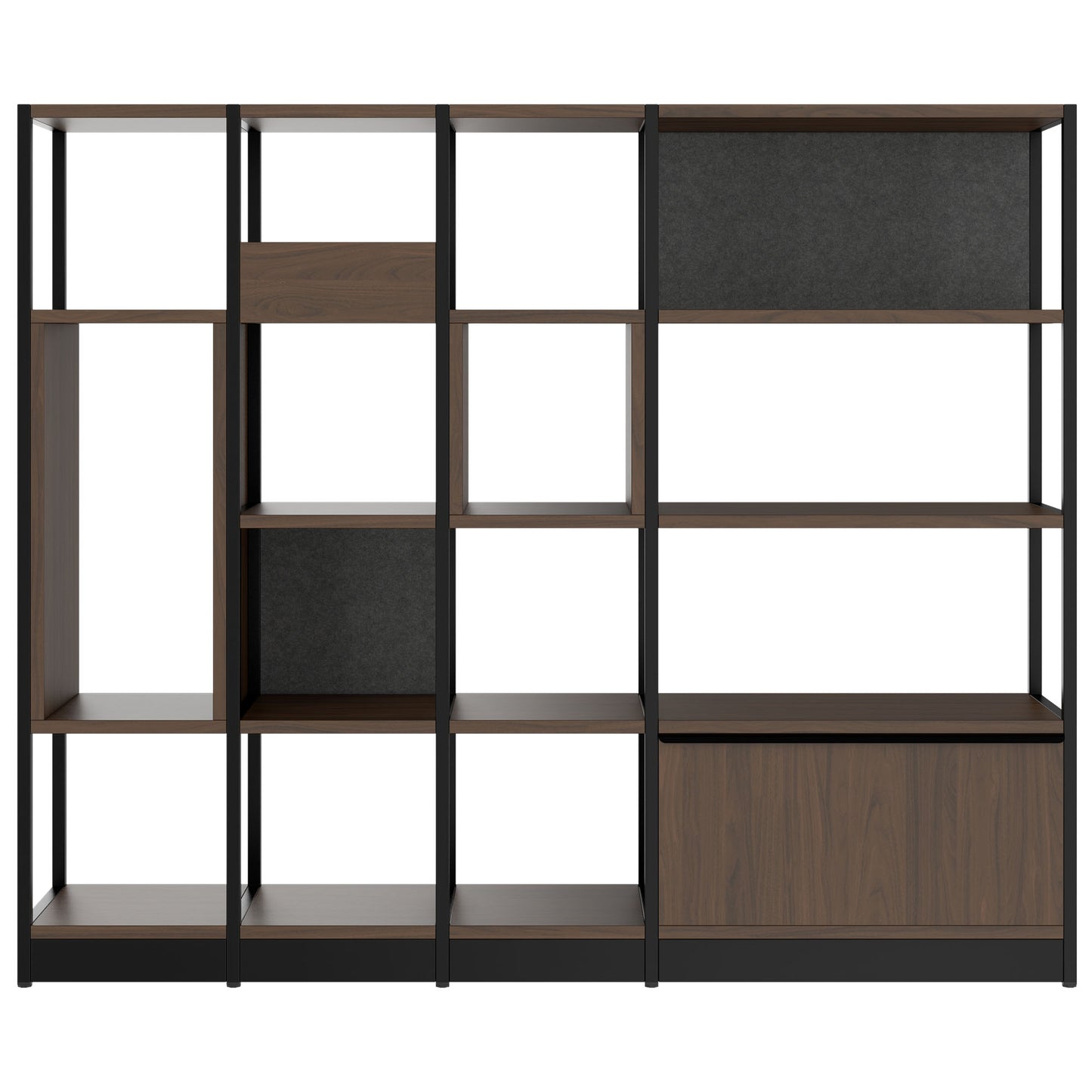 ATELLA Armoire d'étagère | 4 oh, 1960 x 1635 mm, noix