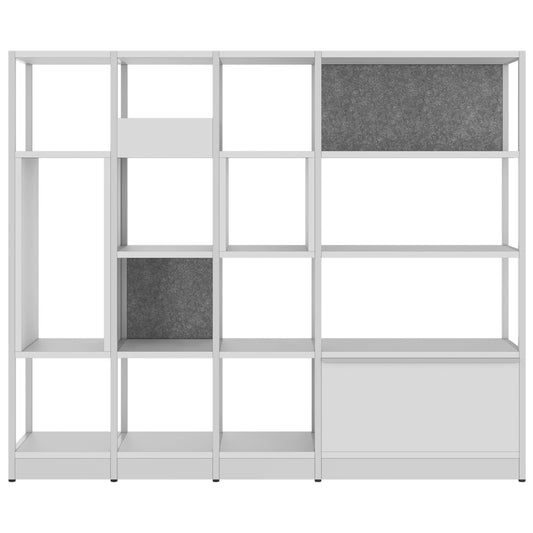 ATELLA Cabinet scaffale | 4 Oh, 1960 x 1635 mm, grigio perla