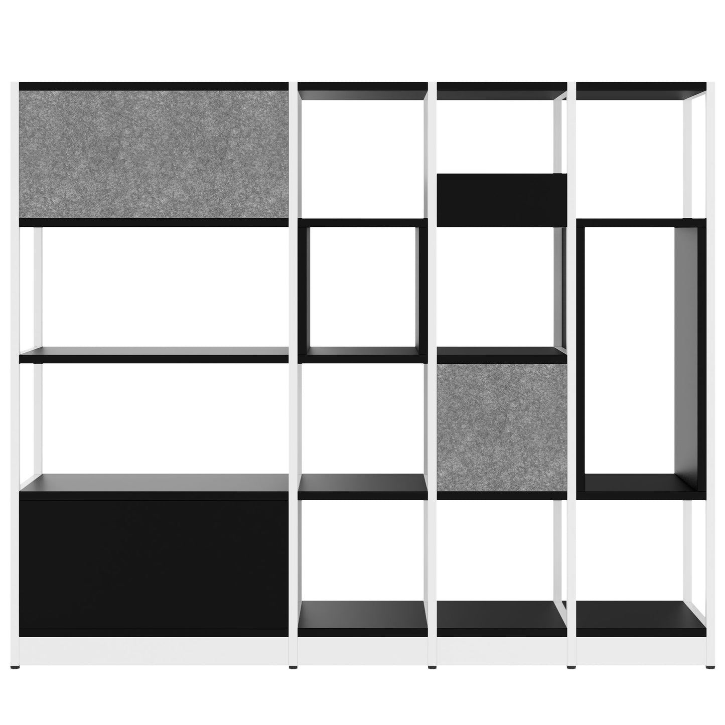 ATELLA Armoire d'étagère | 4 oh, 1960 x 1635 mm, noir