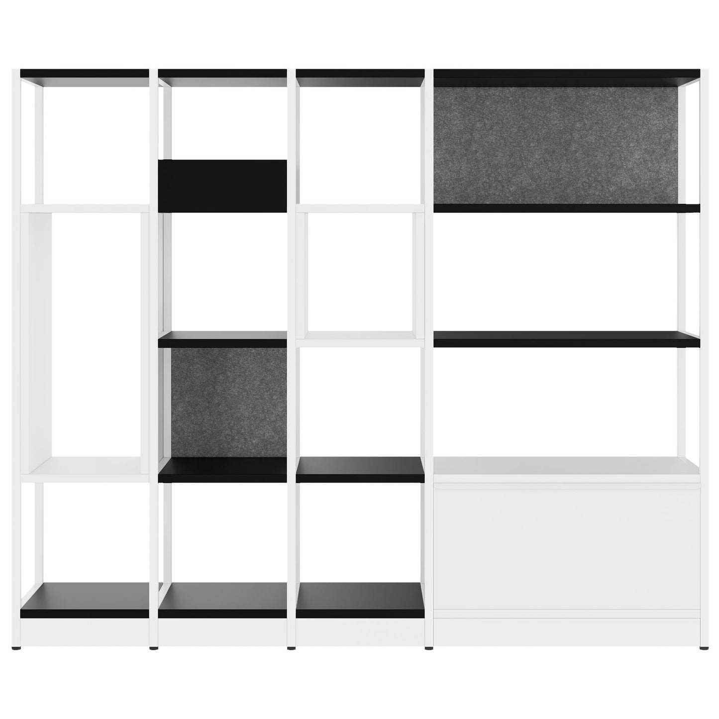 ATELLA Armoire d'étagère | 4 oh, 1960 x 1635 mm, noir