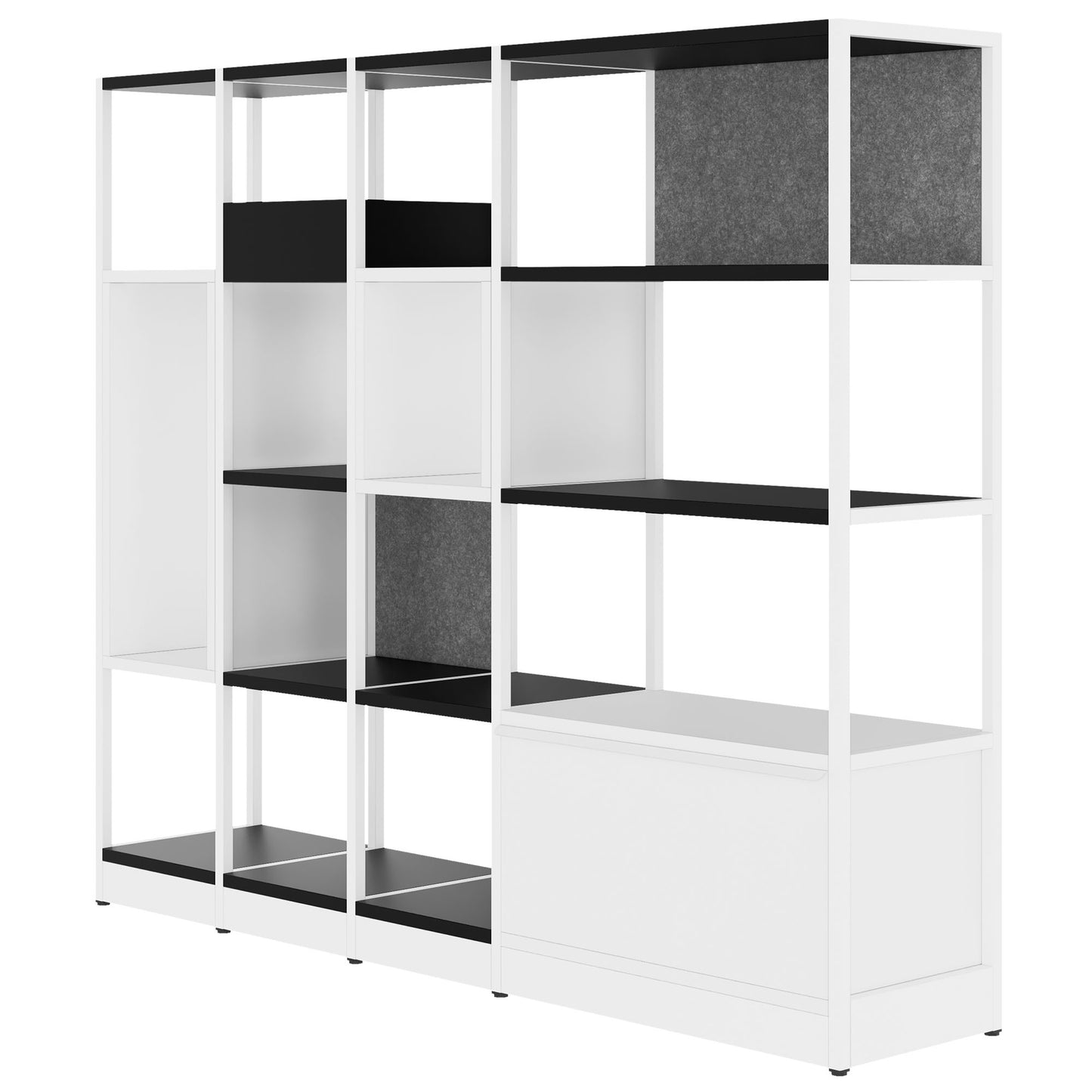 ATELLA Armoire d'étagère | 4 oh, 1960 x 1635 mm, noir