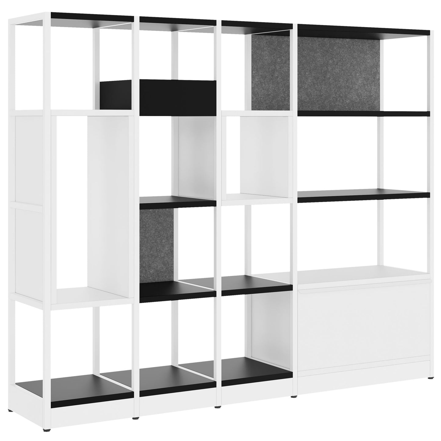 ATELLA Armoire d'étagère | 4 oh, 1960 x 1635 mm, noir