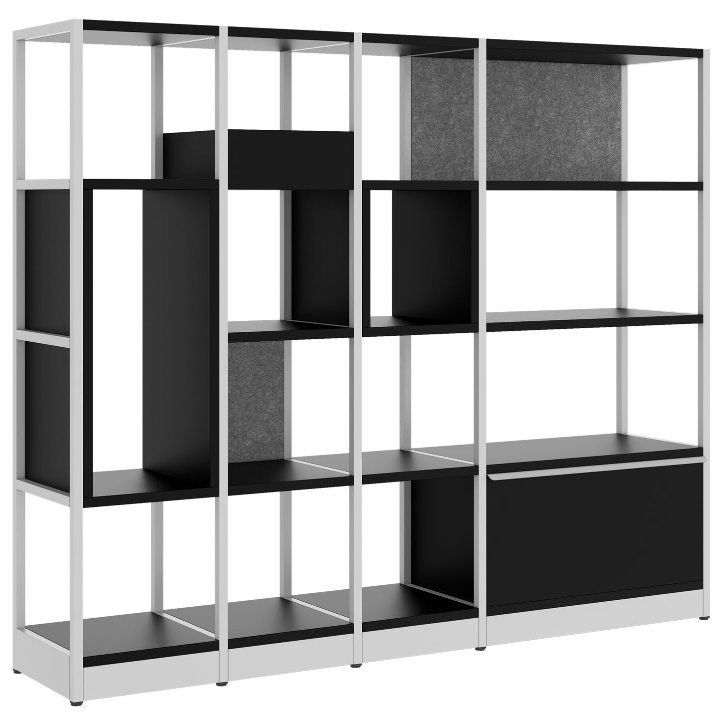 ATELLA Armoire d'étagère | 4 oh, 1960 x 1635 mm, noir