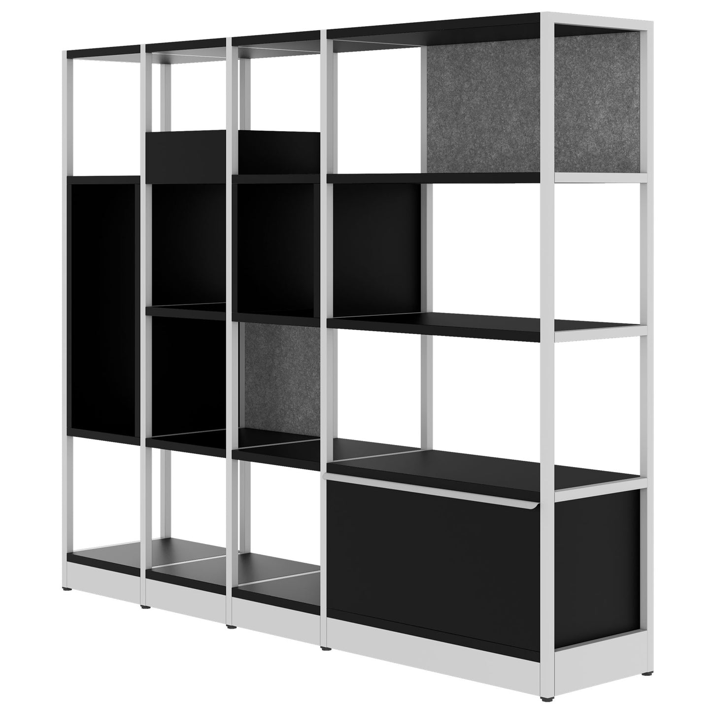 ATELLA Armoire d'étagère | 4 oh, 1960 x 1635 mm, noir