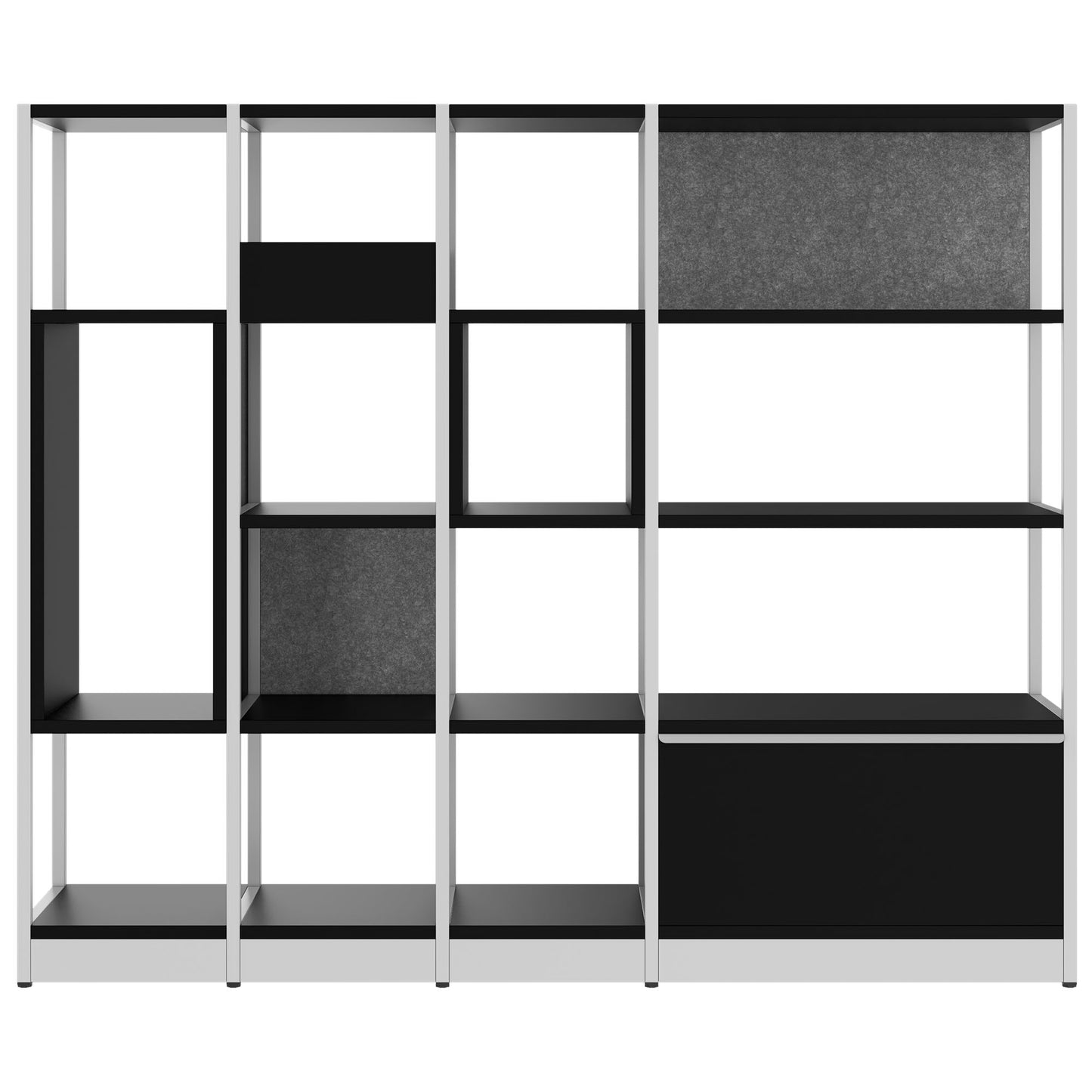 ATELLA Armoire d'étagère | 4 oh, 1960 x 1635 mm, noir