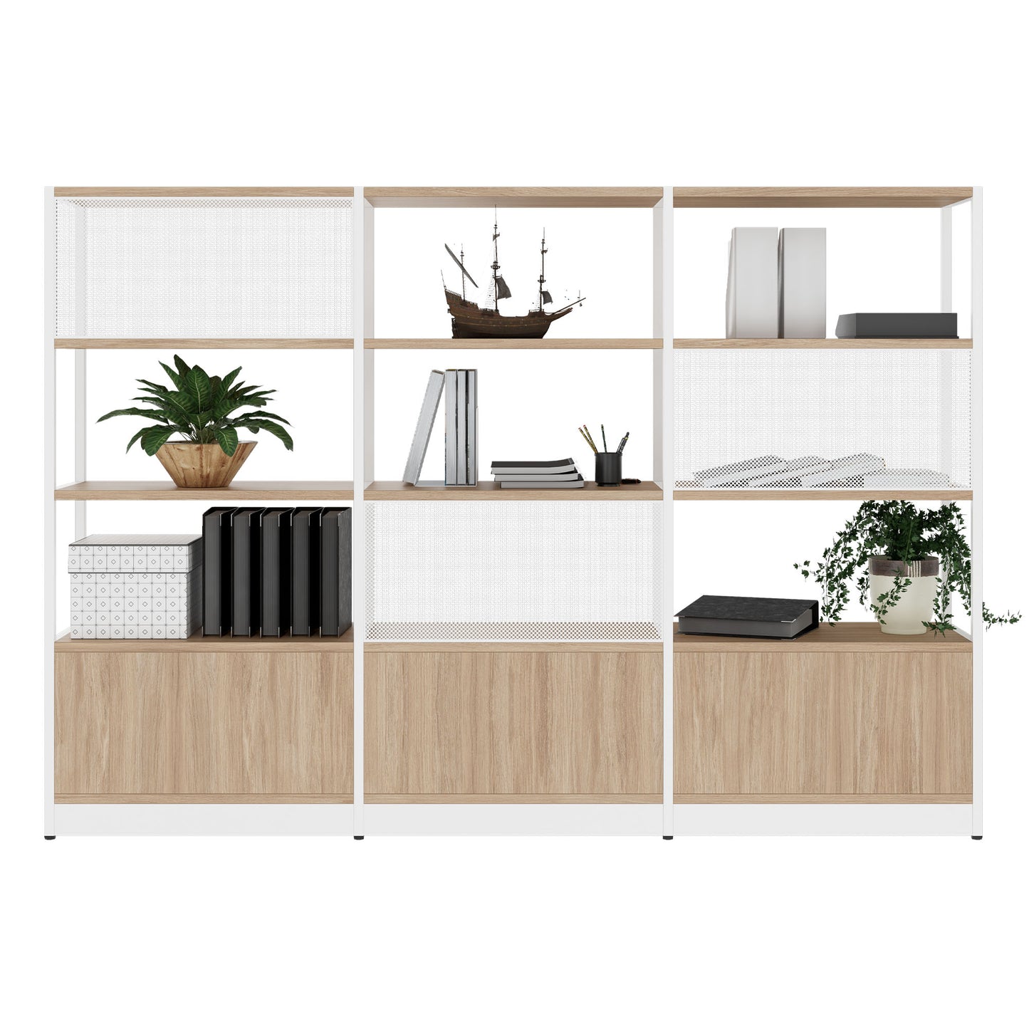 ATELLA Armoire d'étagère | 4 oh, 2350 x 1635 mm, chêne ambre