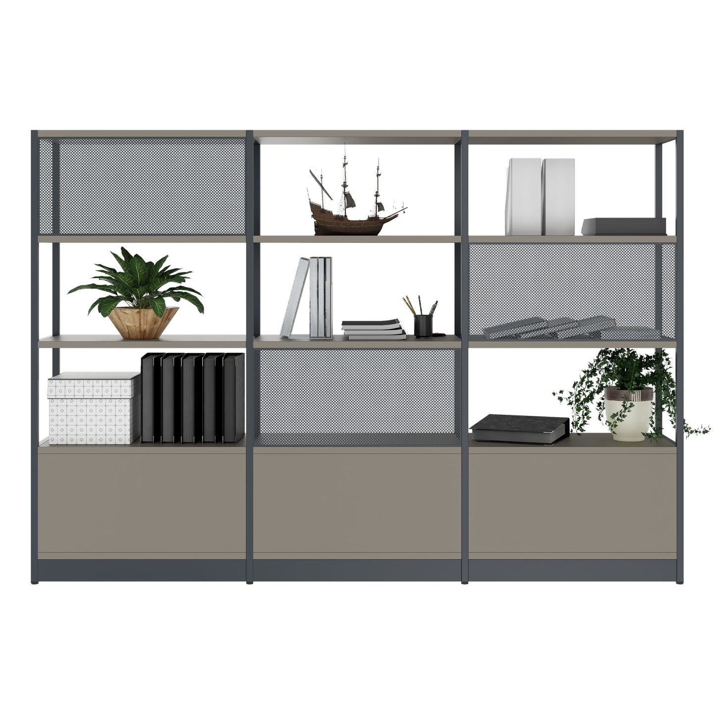ATELLA Armoire d'étagère | 4 oh, 2350 x 1635 mm, gris cubanite