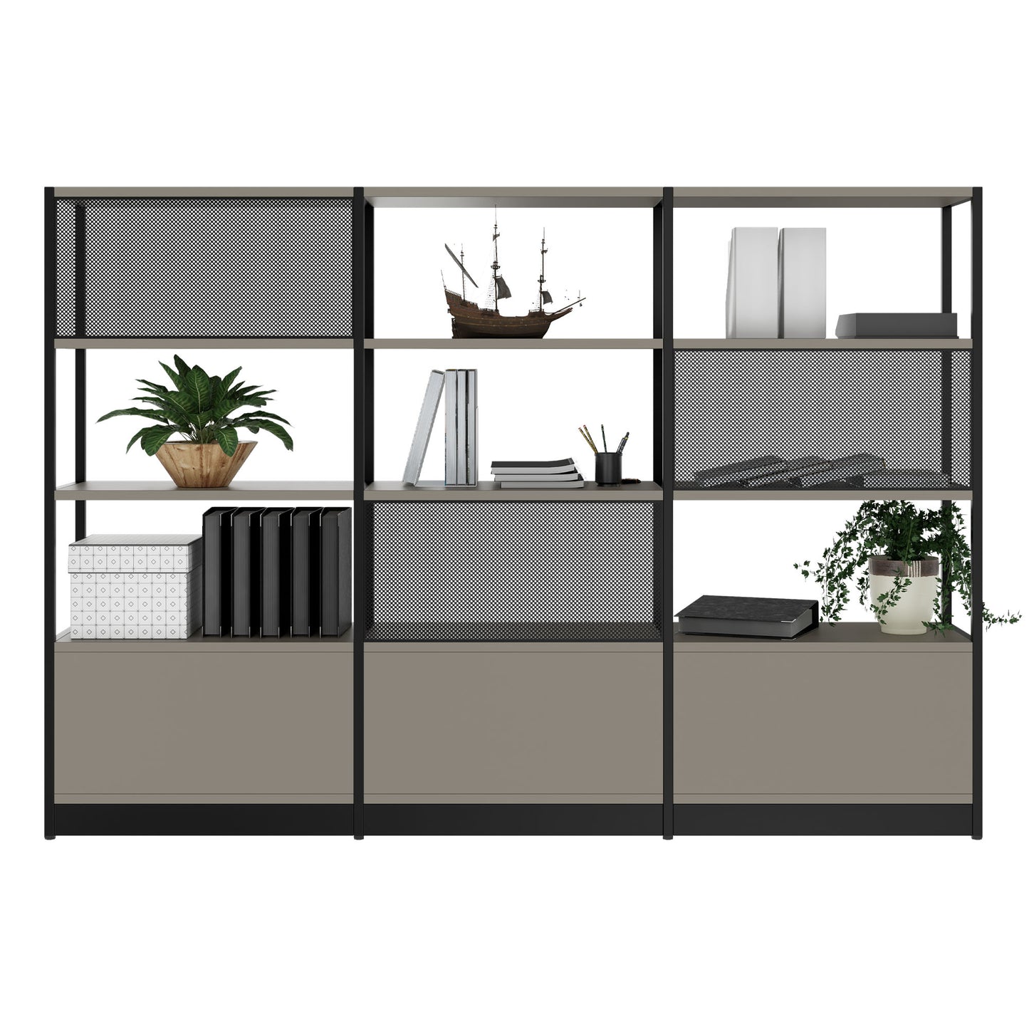 ATELLA Armoire d'étagère | 4 oh, 2350 x 1635 mm, gris cubanite