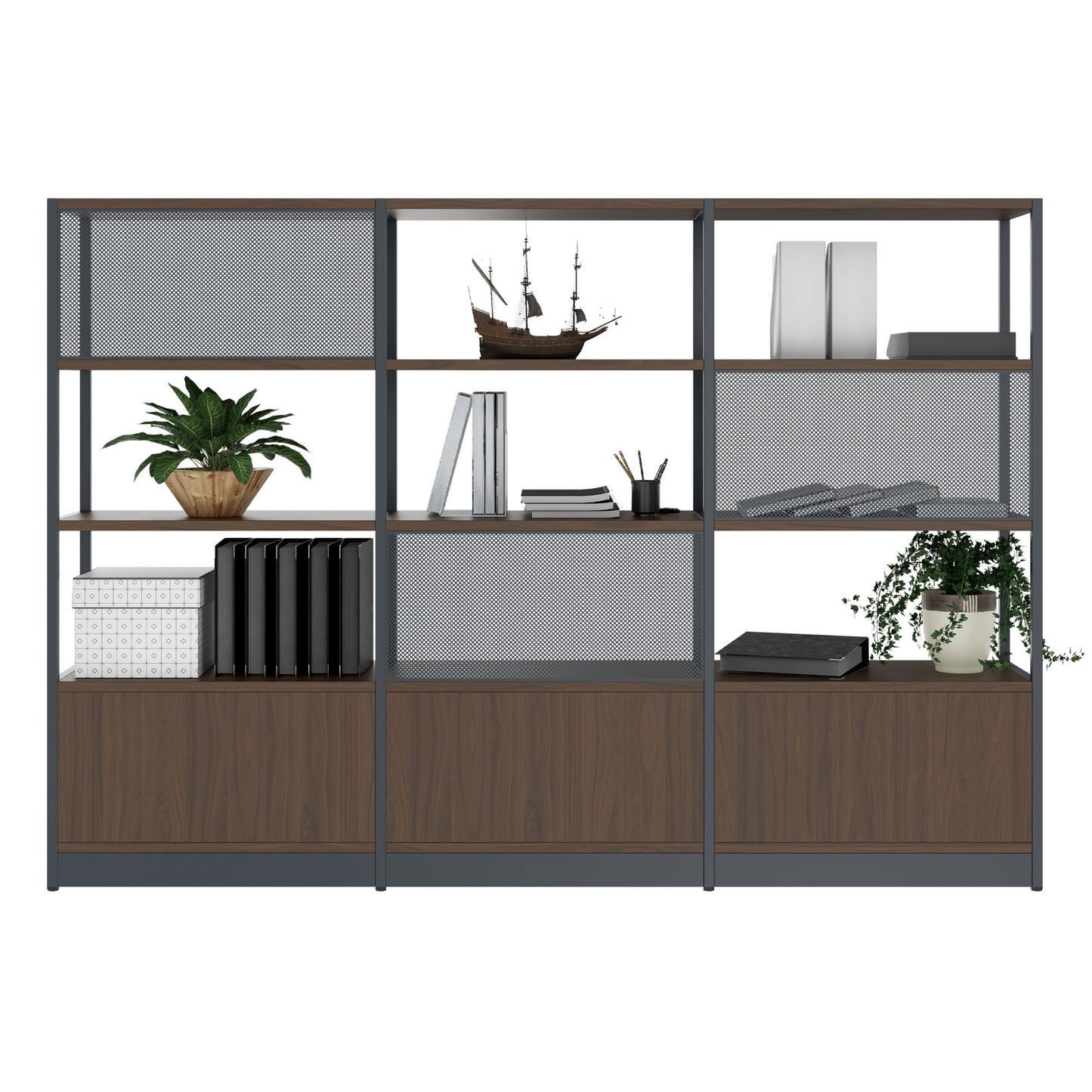 ATELLA Armoire d'étagère | 4 oh, 2350 x 1635 mm, noix