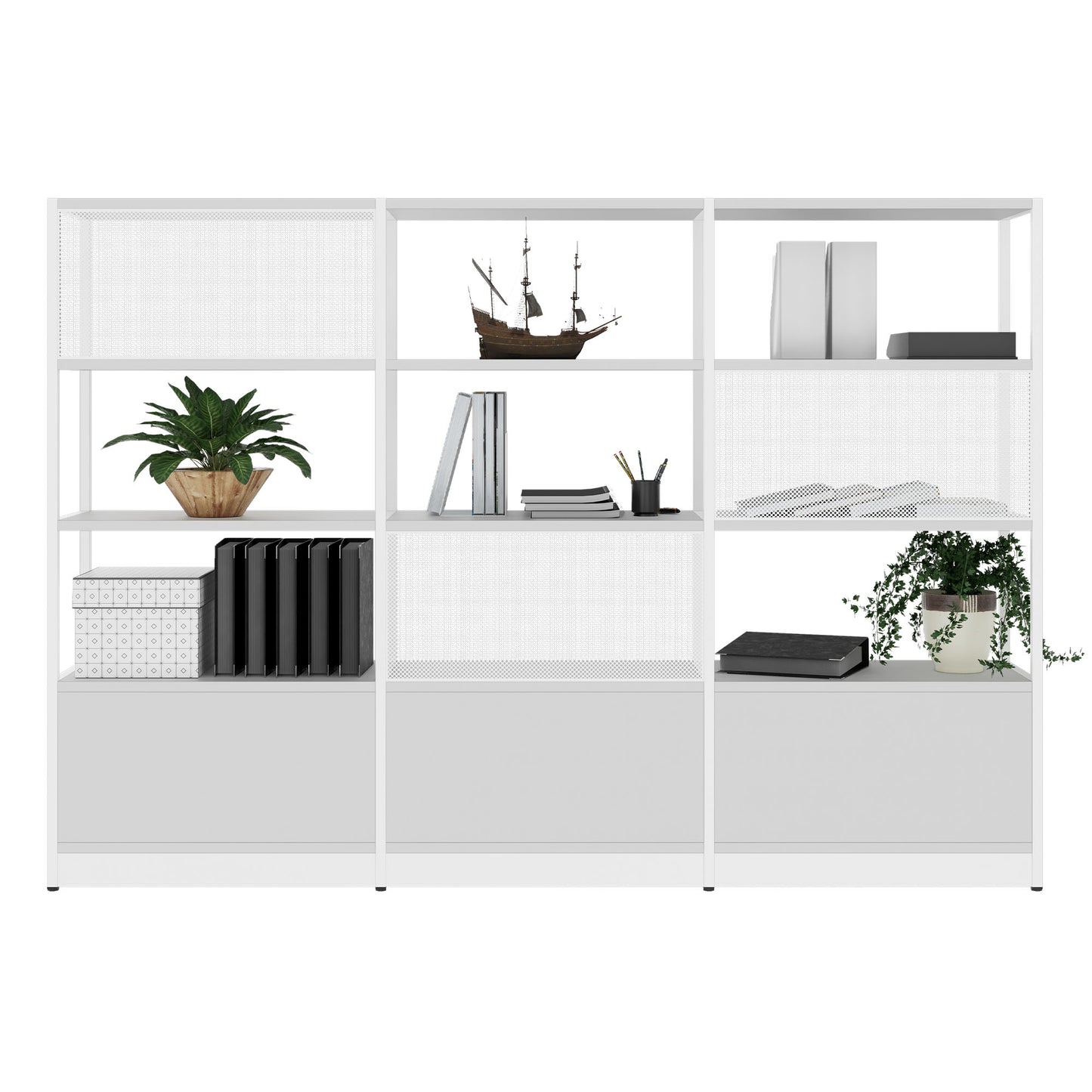 ATELLA Regalschrank | 4 OH, 2350 x 1635 mm, Perlgrau