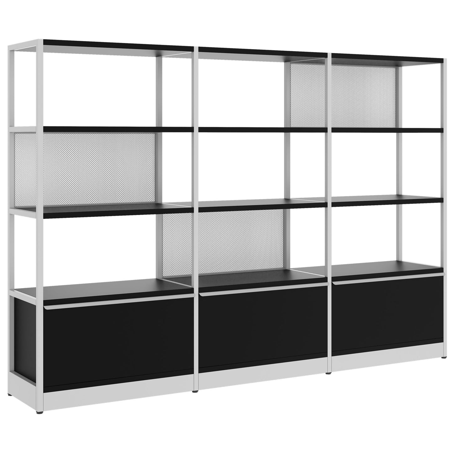 ATELLA shelf cabinet | 4 OH, 2350 x 1635 mm, black