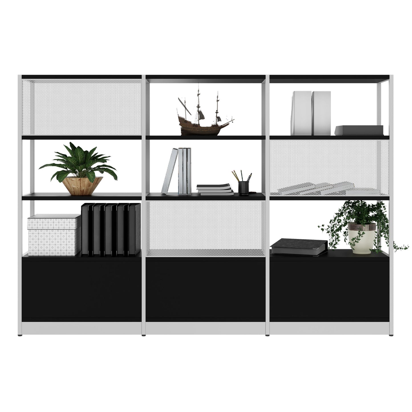 ATELLA shelf cabinet | 4 OH, 2350 x 1635 mm, black