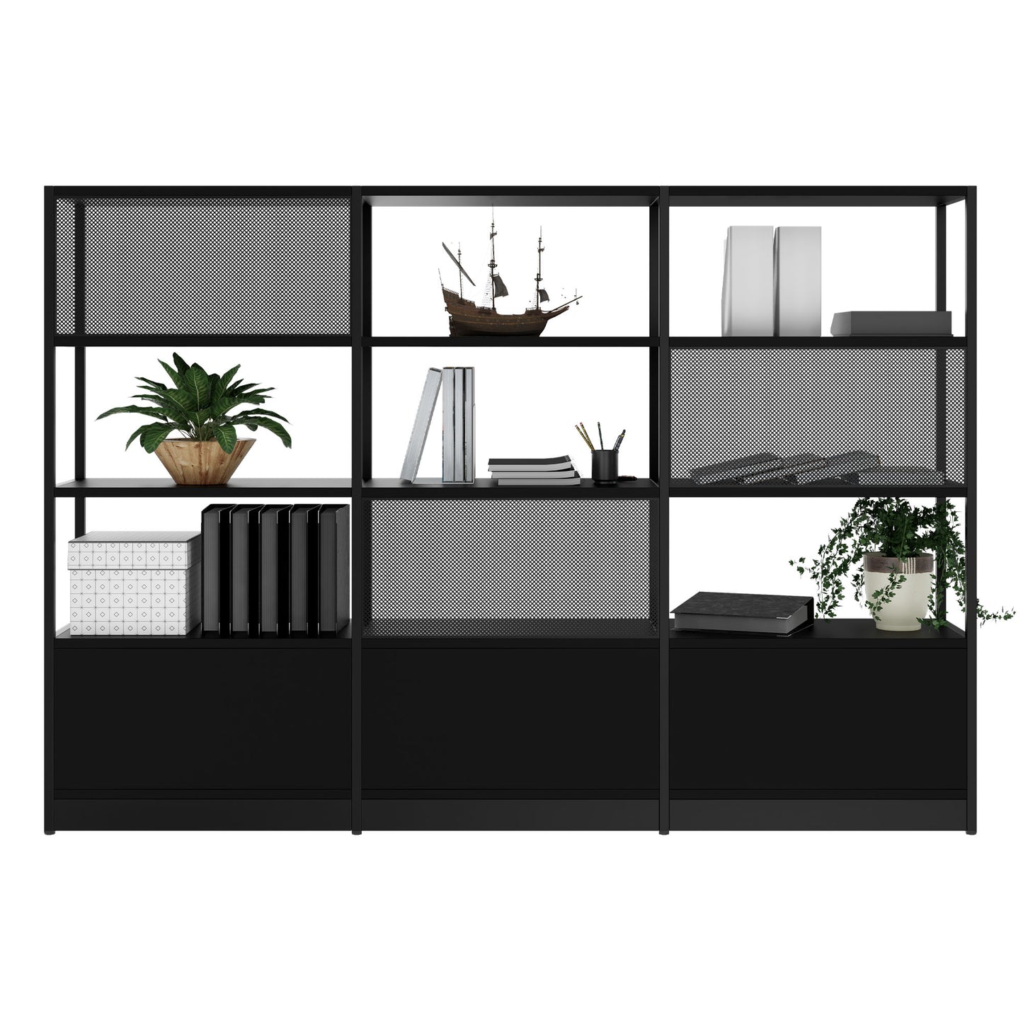 ATELLA shelf cabinet | 4 OH, 2350 x 1635 mm, black