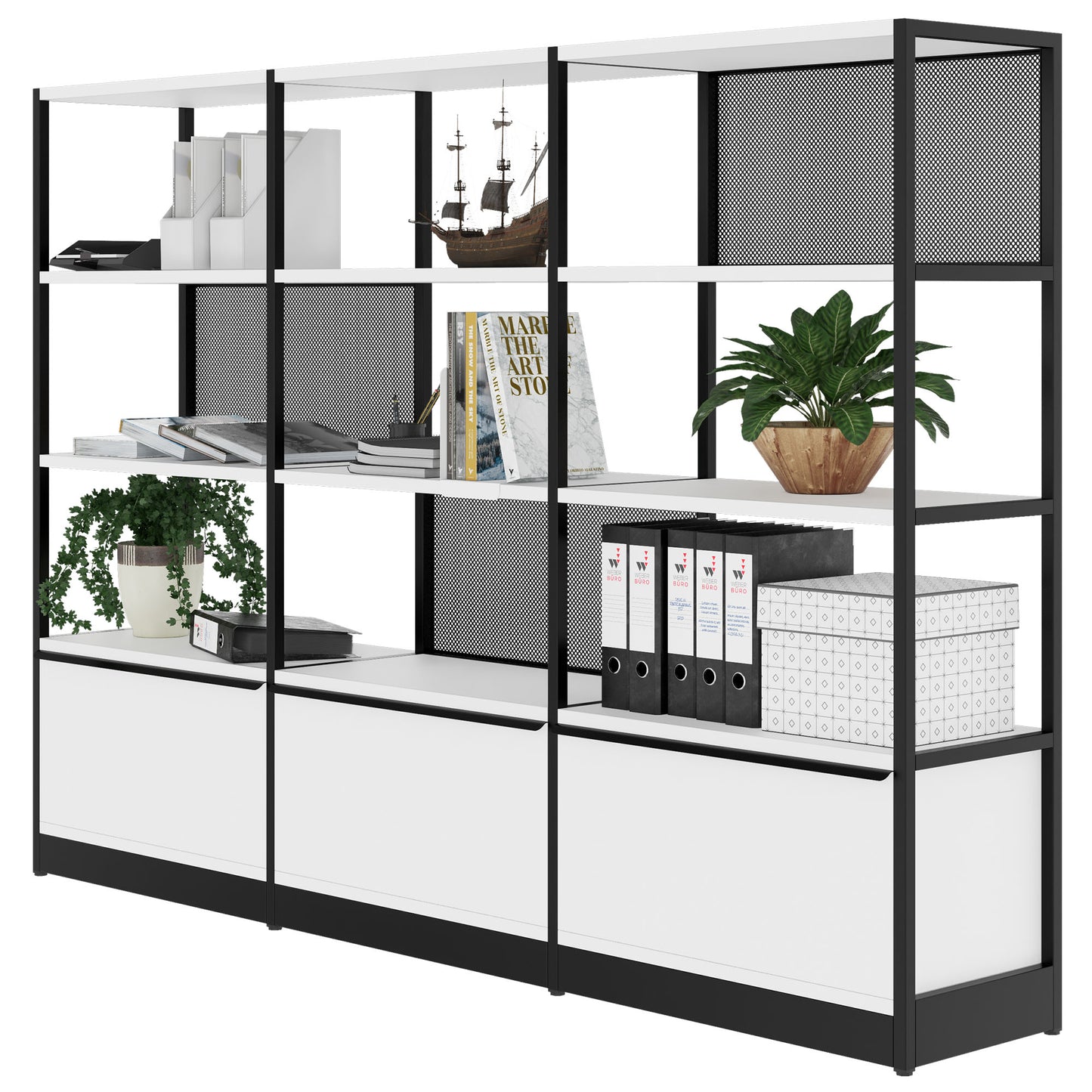 ATELLA Armoire d'étagère | 4 oh, 2350 x 1635 mm, blanc