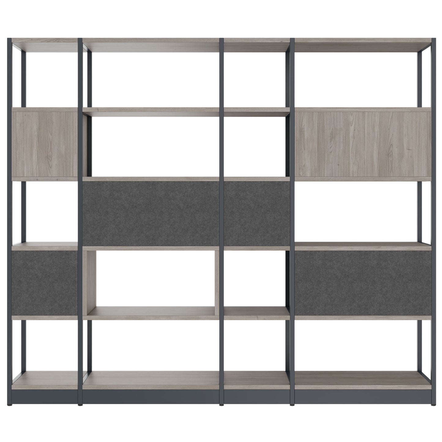 ATELLA shelf cabinet | 5 OH, 2350 x 2015 mm, gray northern oak