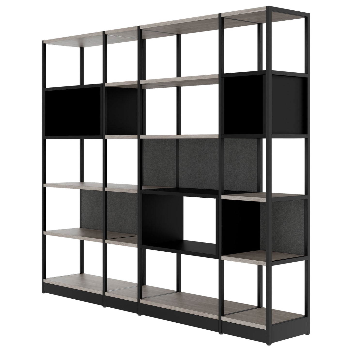 ATELLA shelf cabinet | 5 OH, 2350 x 2015 mm, gray northern oak