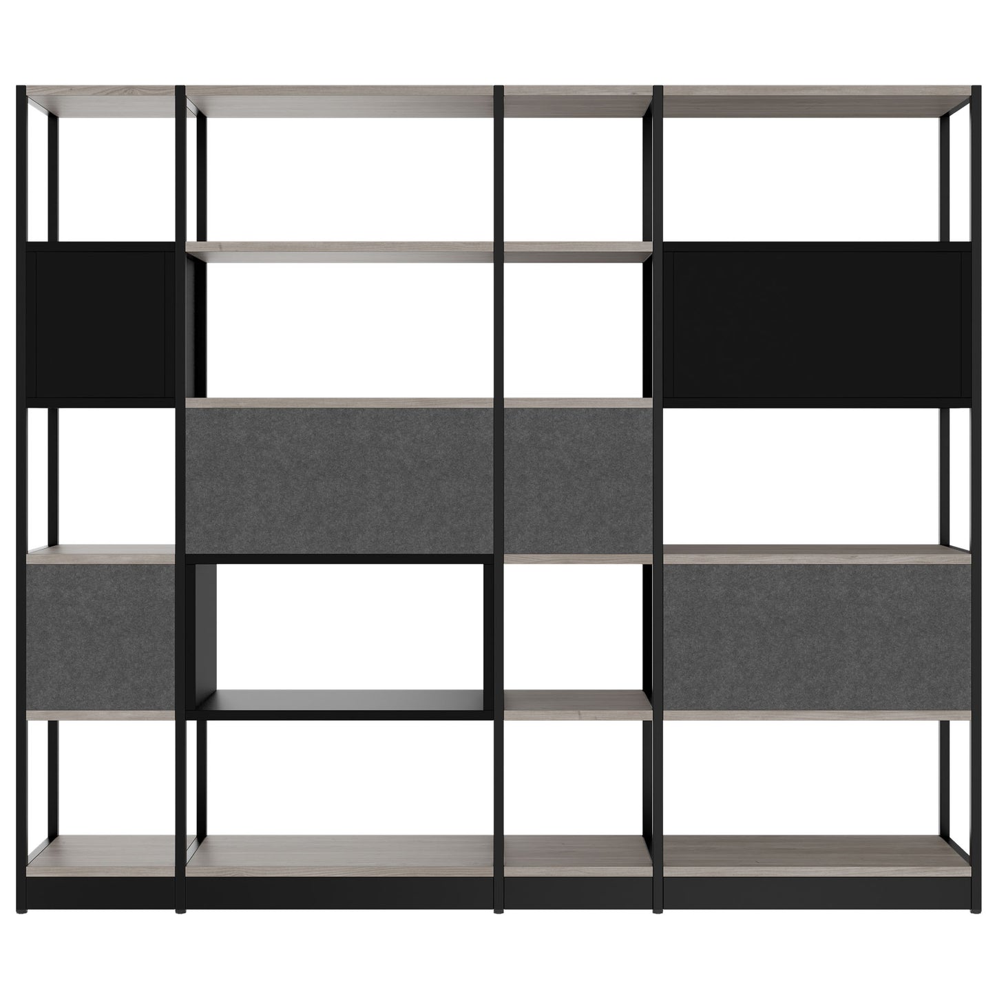 ATELLA shelf cabinet | 5 OH, 2350 x 2015 mm, gray northern oak
