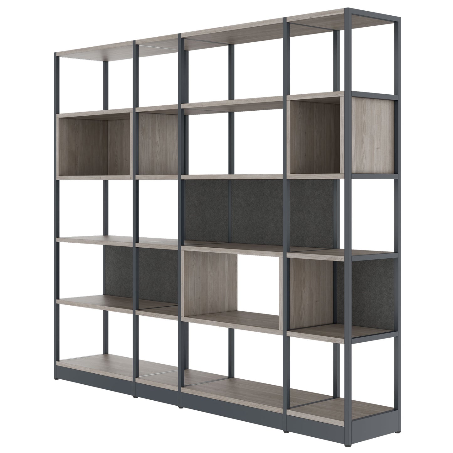 ATELLA shelf cabinet | 5 OH, 2350 x 2015 mm, gray northern oak