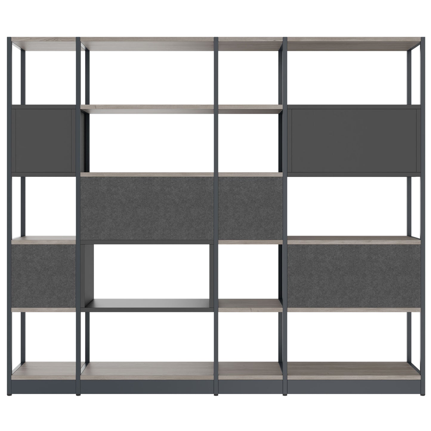 ATELLA shelf cabinet | 5 OH, 2350 x 2015 mm, gray northern oak