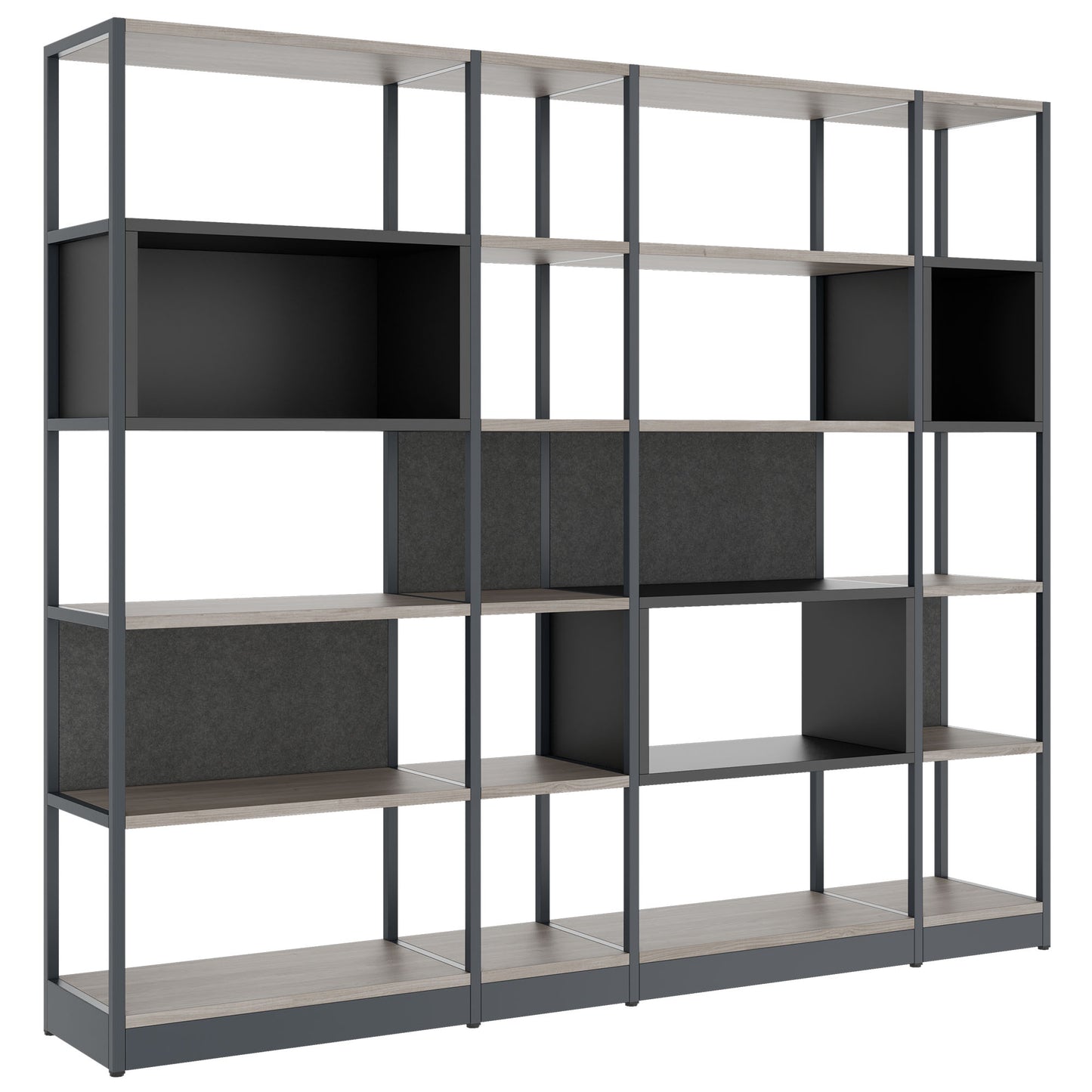 ATELLA shelf cabinet | 5 OH, 2350 x 2015 mm, gray northern oak