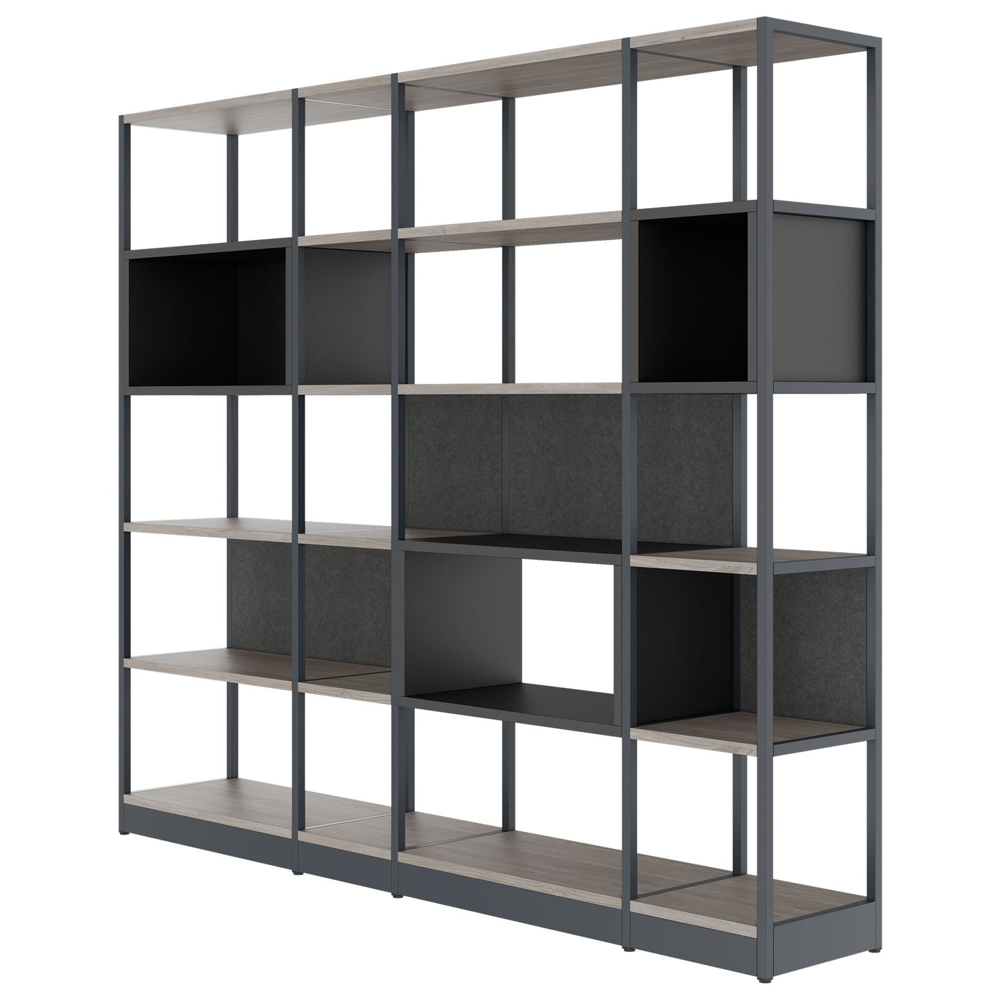 ATELLA shelf cabinet | 5 OH, 2350 x 2015 mm, gray northern oak
