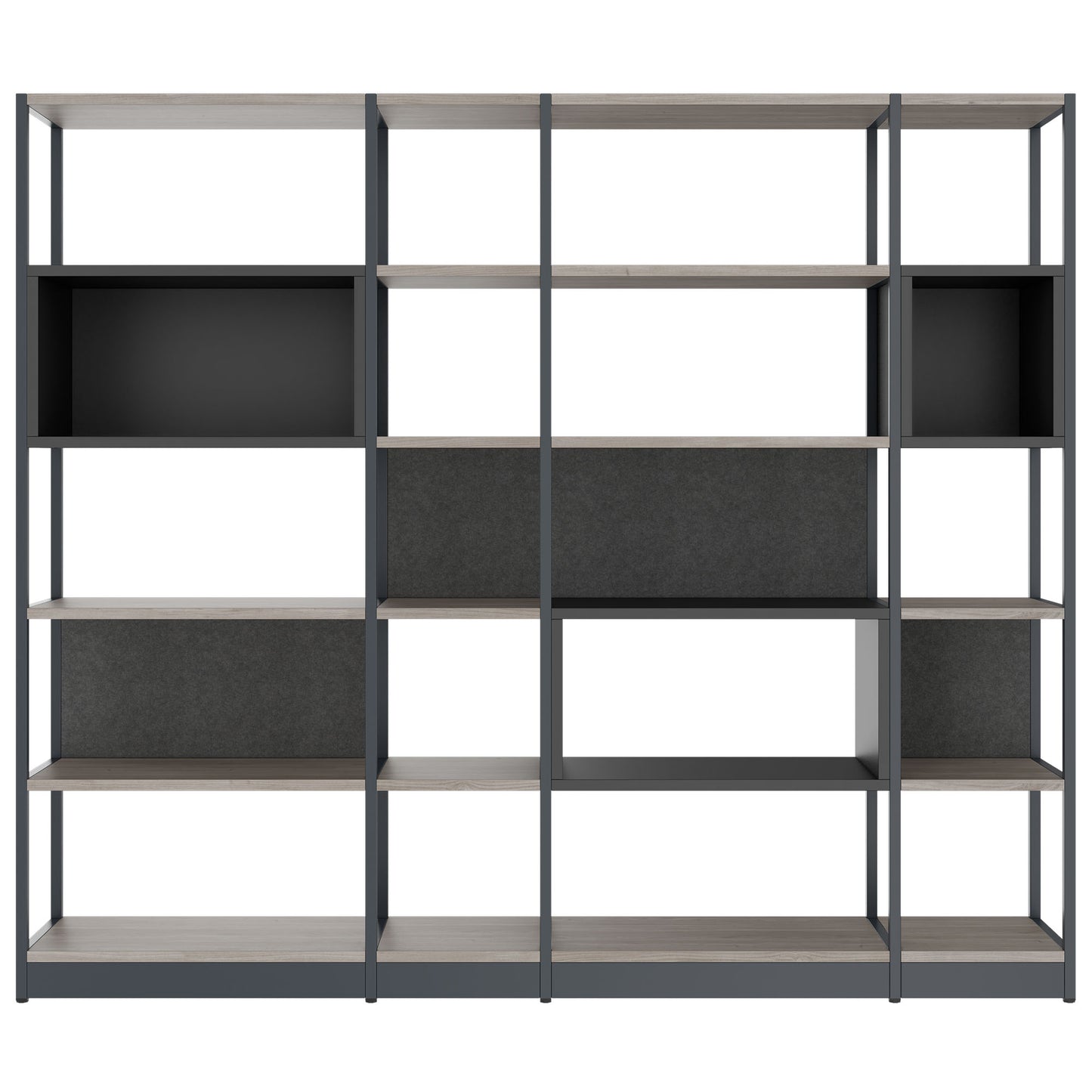 ATELLA shelf cabinet | 5 OH, 2350 x 2015 mm, gray northern oak