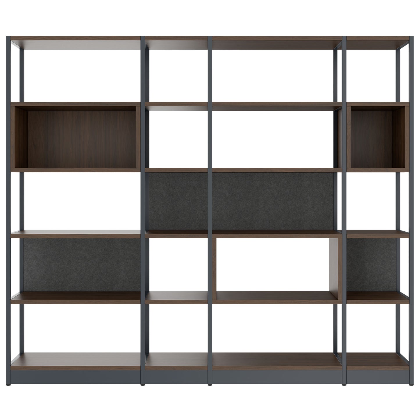 ATELLA shelf cabinet | 5 OH, 2350 x 2015 mm, walnut