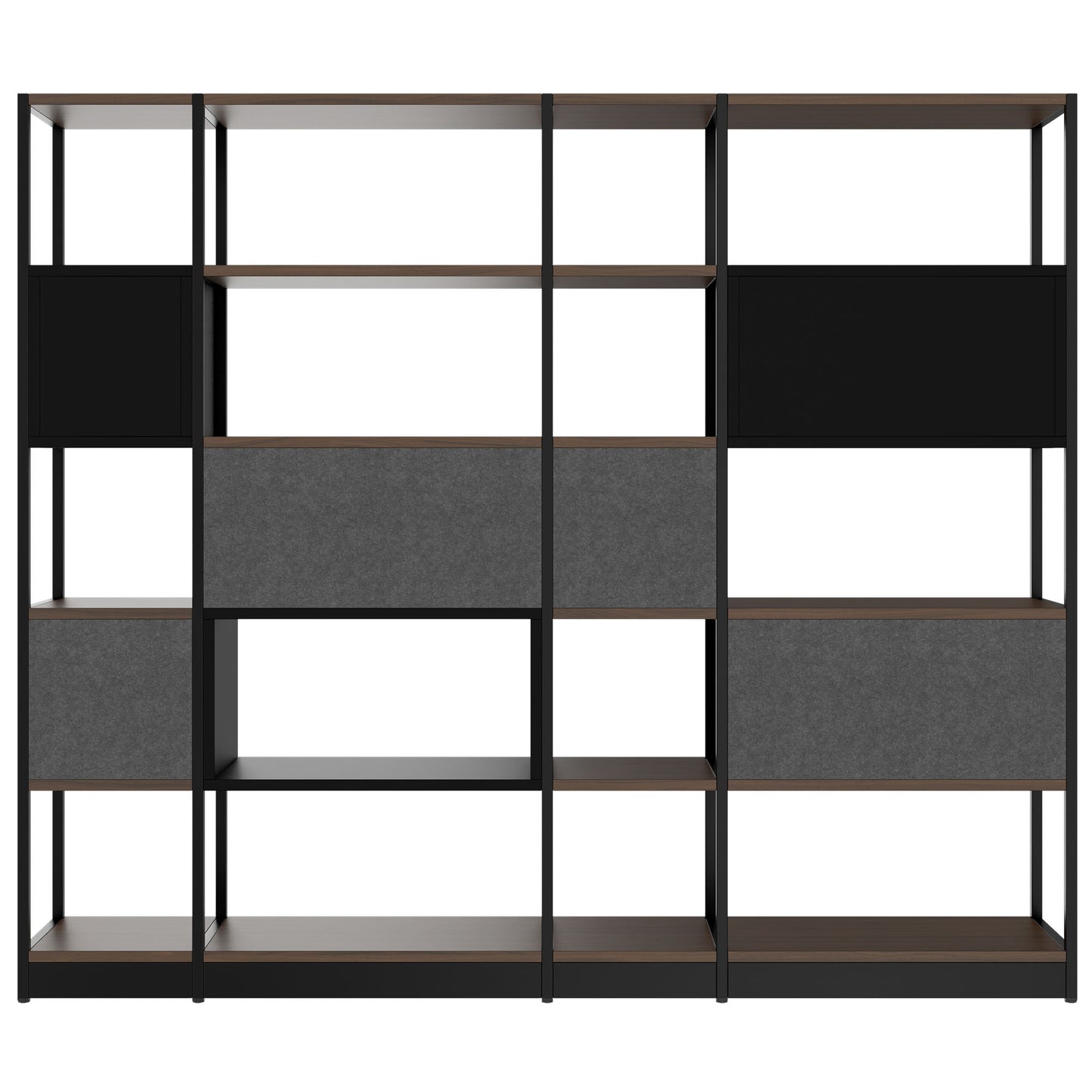 ATELLA shelf cabinet | 5 OH, 2350 x 2015 mm, walnut