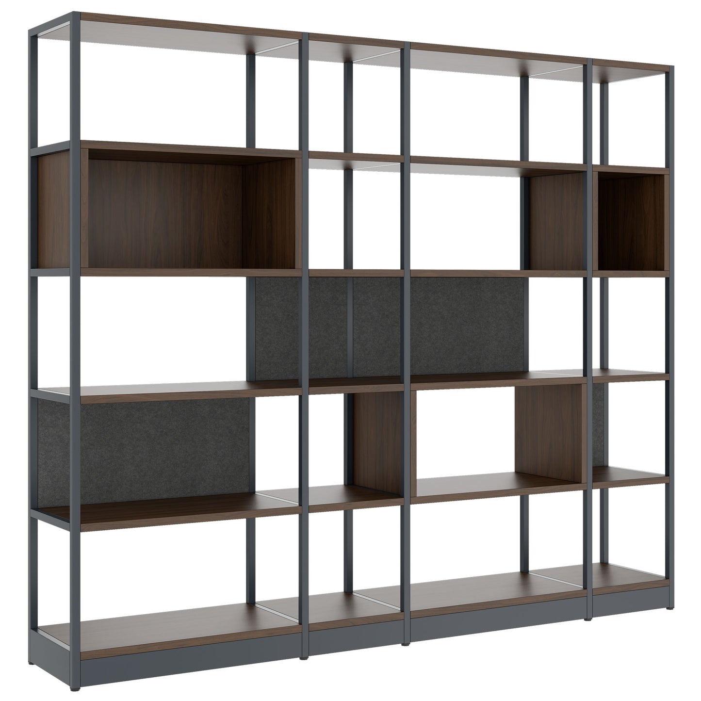 ATELLA shelf cabinet | 5 OH, 2350 x 2015 mm, walnut