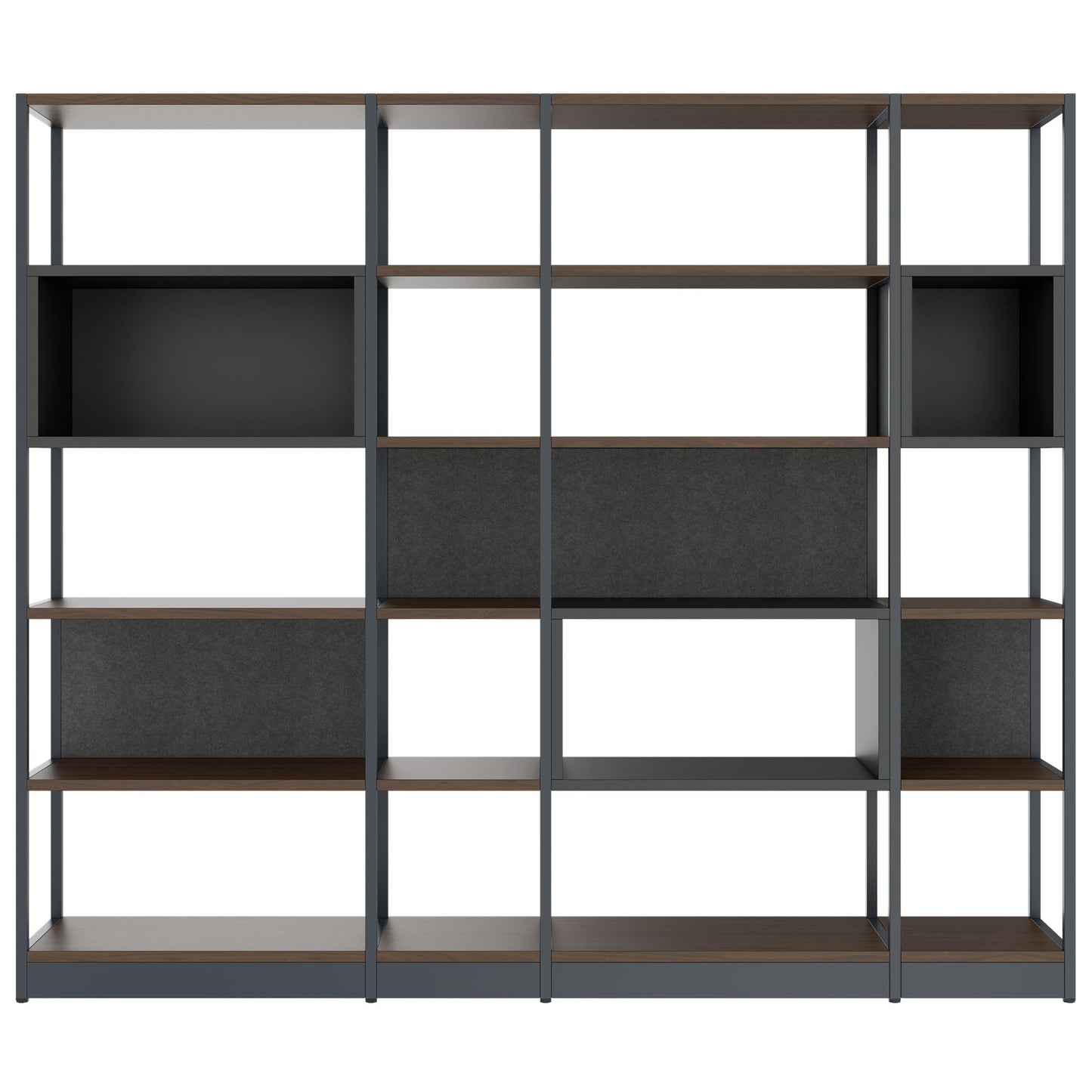 ATELLA shelf cabinet | 5 OH, 2350 x 2015 mm, walnut