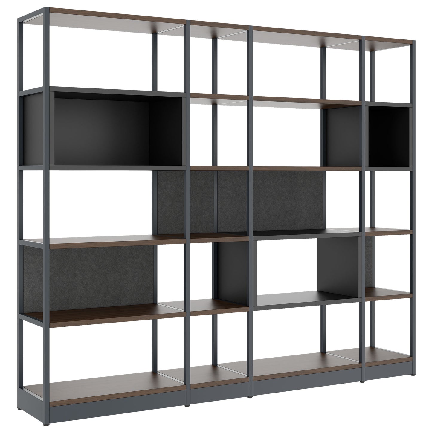 ATELLA shelf cabinet | 5 OH, 2350 x 2015 mm, walnut