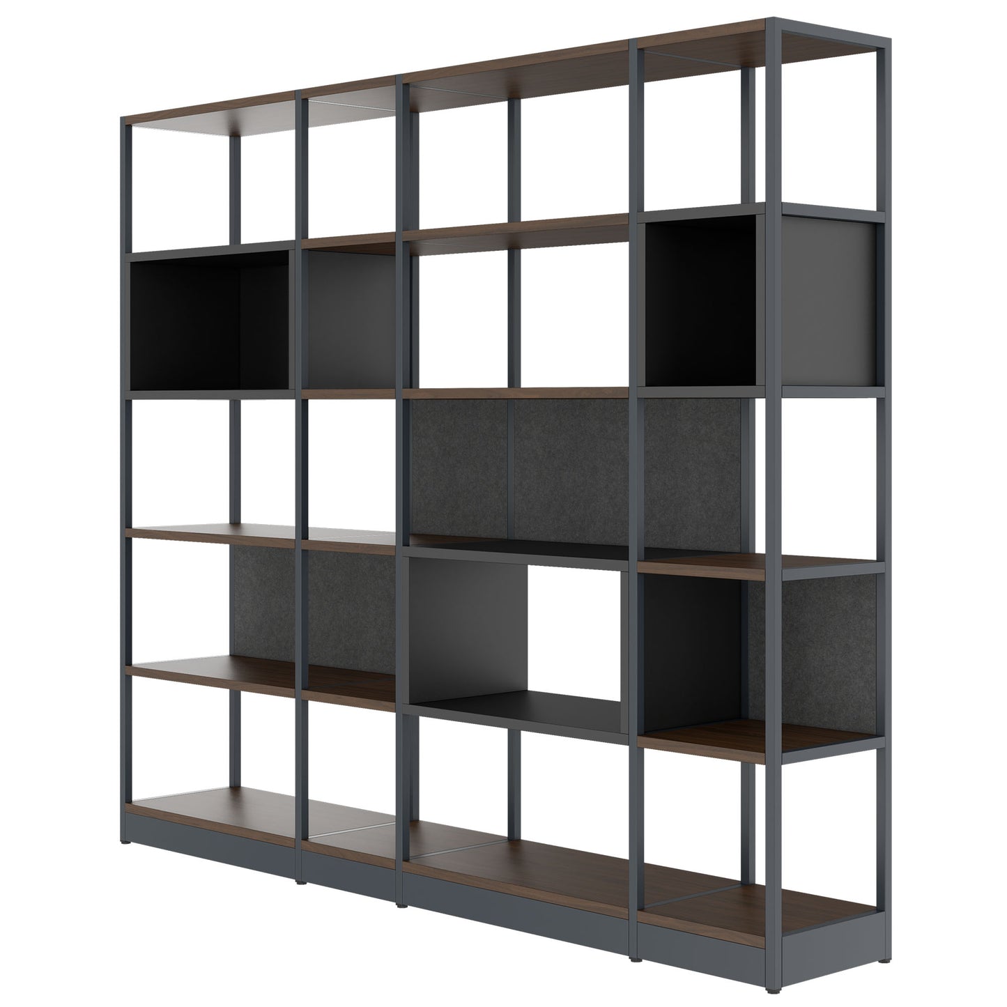 ATELLA shelf cabinet | 5 OH, 2350 x 2015 mm, walnut