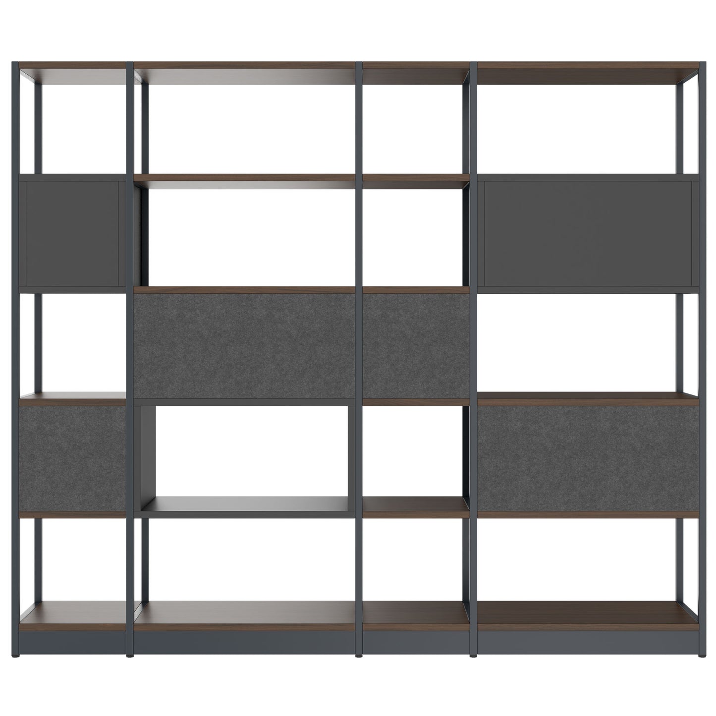 ATELLA shelf cabinet | 5 OH, 2350 x 2015 mm, walnut