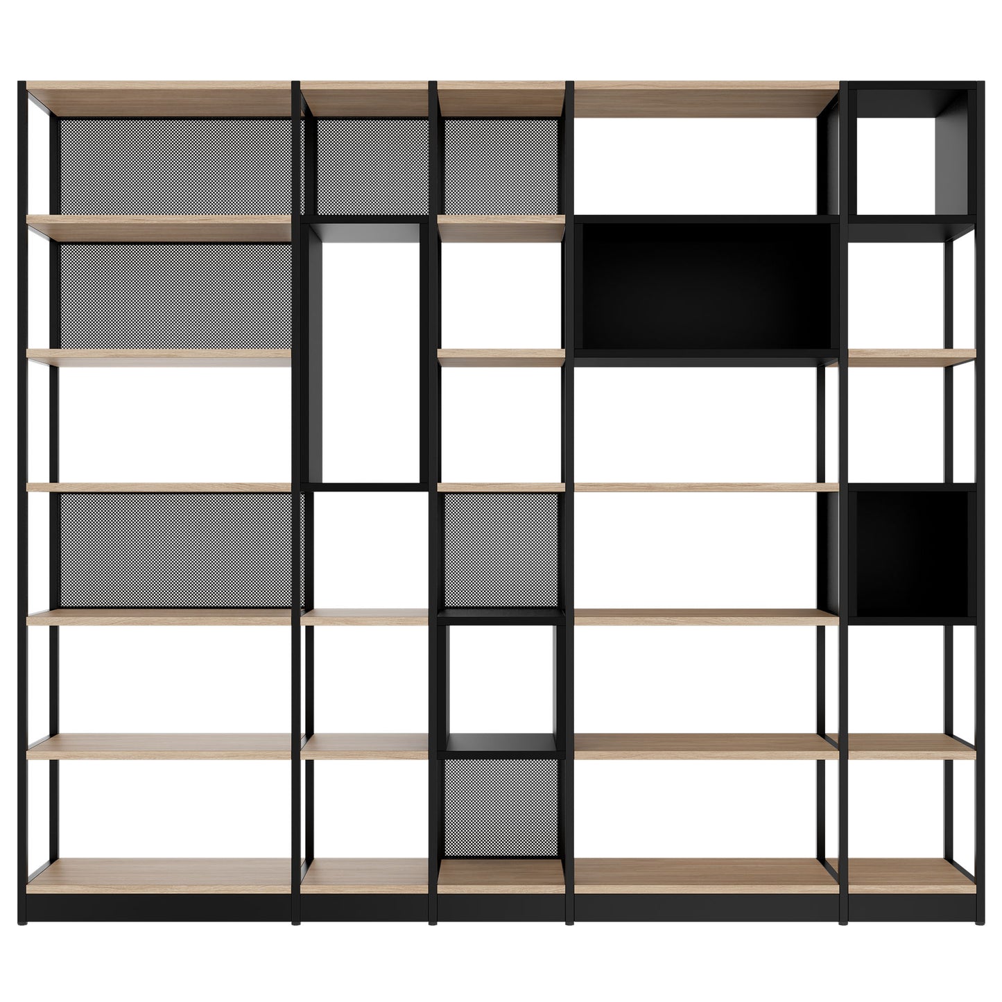 ATELLA shelf cabinet | 6 OH, 2736 x 2395 mm, amber oak
