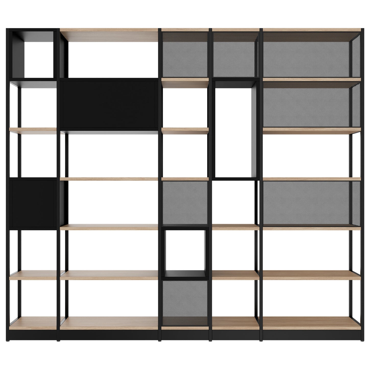 ATELLA shelf cabinet | 6 OH, 2736 x 2395 mm, amber oak