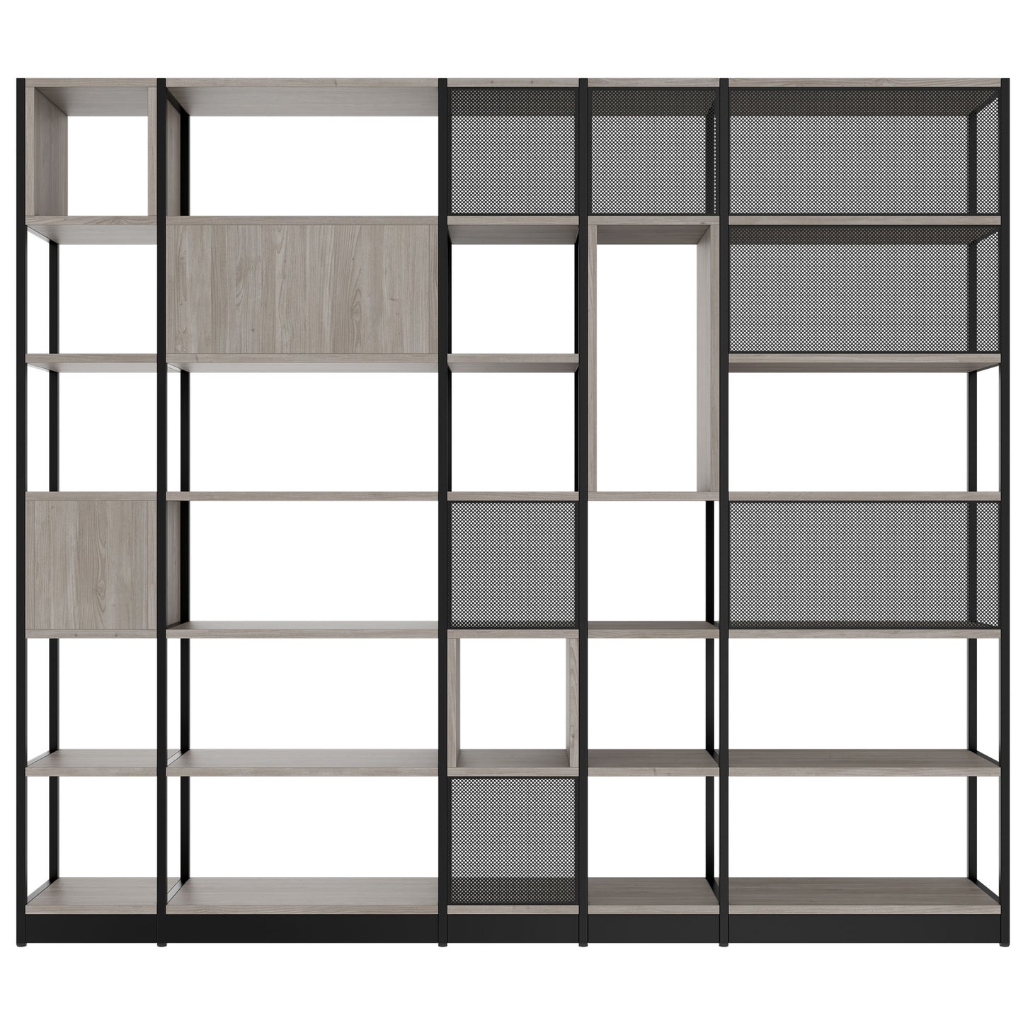 ATELLA Armoire d'étagère | 6 oh, 2736 x 2395 mm, North Oak Gray