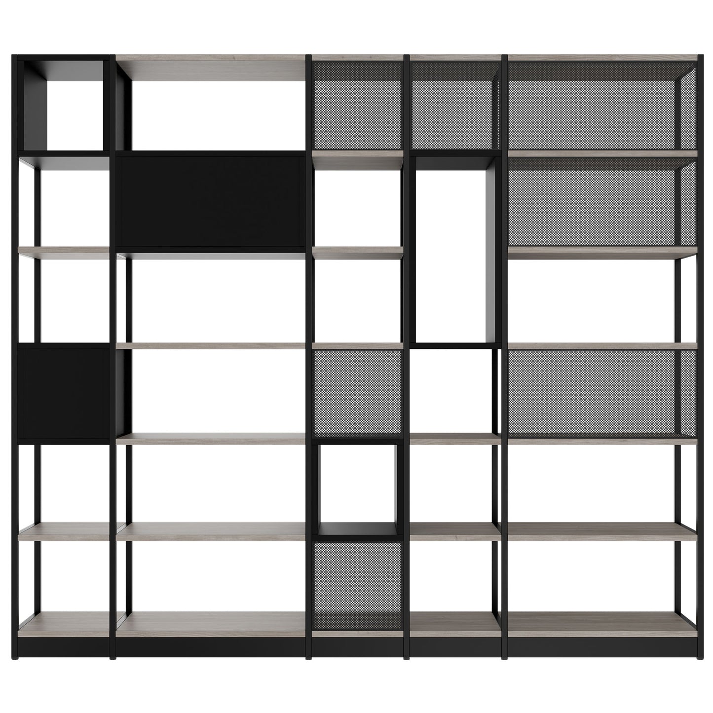 ATELLA Armoire d'étagère | 6 oh, 2736 x 2395 mm, North Oak Gray