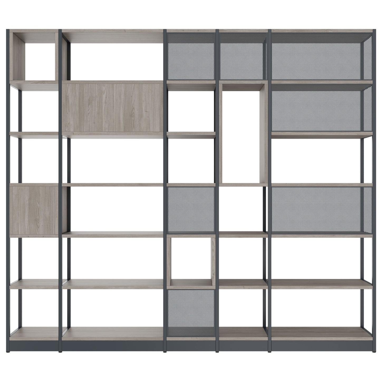 ATELLA Armoire d'étagère | 6 oh, 2736 x 2395 mm, North Oak Gray