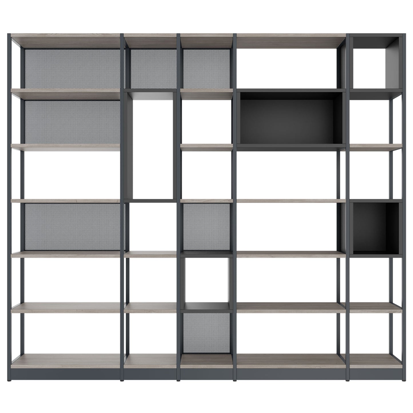 ATELLA Armoire d'étagère | 6 oh, 2736 x 2395 mm, North Oak Gray