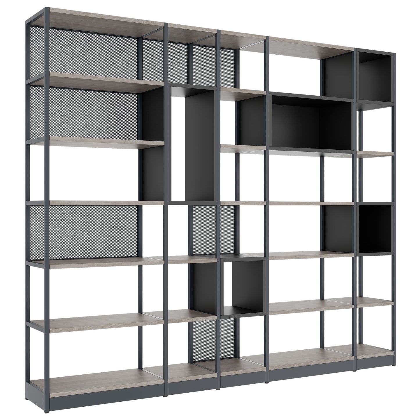 ATELLA Armoire d'étagère | 6 oh, 2736 x 2395 mm, North Oak Gray